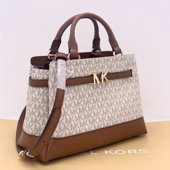 Michael Kors Reed Small Belted Satchel Shoulder Crossbody Bag MK Vanilla - Picture 4 of 10